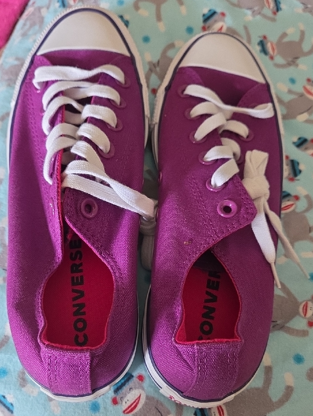 Converse Low Top Sneakers — Magenta with White Accents